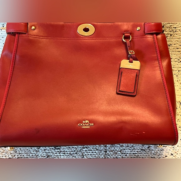 COACH Coach Gramercy Satchel Tophandle Leather Handbag Red GUC Style 33549 - Picture 12 of 16